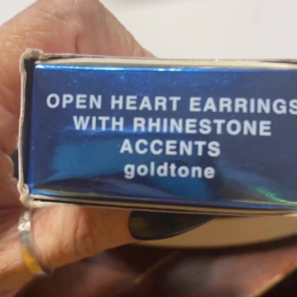 Avon Double Dangle Heart Post Back Earrings with Rhinestones - Picture 2 of 3